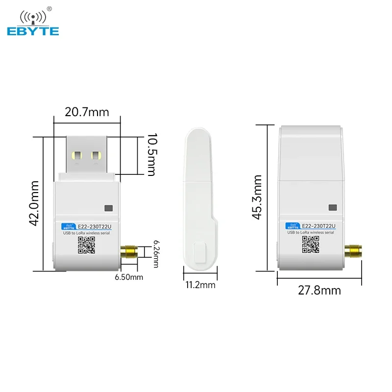 LoRa Module USB Interface 230/400/900MHz EBYTE E22-230/400/900T22U 22dBm With Antenna RSSI LBT 5KM DIP Module