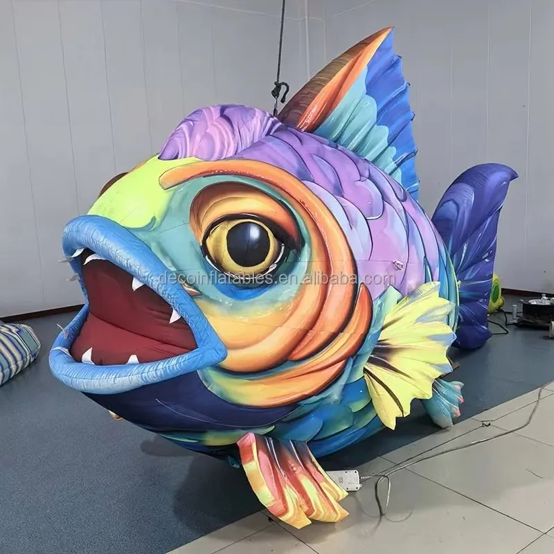 Giant Inflatable Colorful Fish Model Scary Piranha Character Balloon High Quality Oxford Cloth for Aquarium and Stage