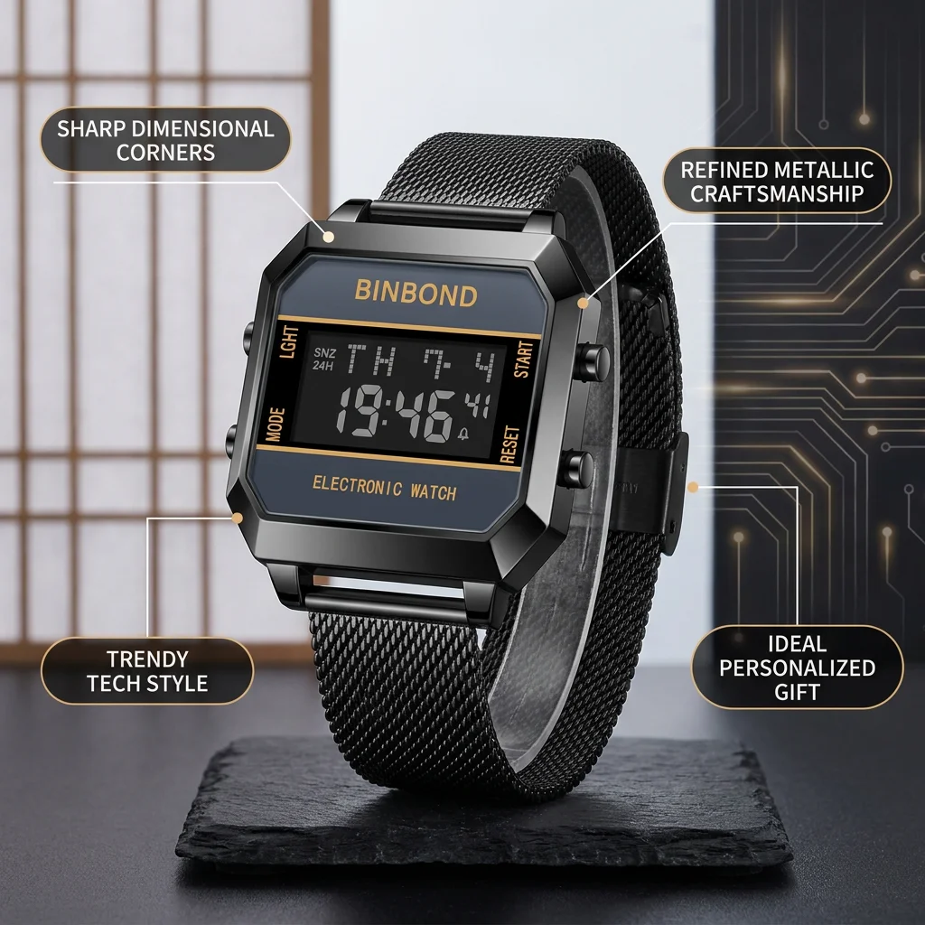 1pcs 트렌디 스퀘어 전자 시계 스포츠 스타일 편안한 - Vintage Digital Watch 리뷰 및 가격