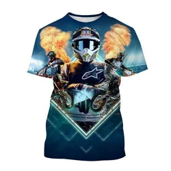 Men's Cool Motocross Tshirt 3D Painted Short-sleeved Extreme Sports Motorcycle Tee Tops Adult Kids Hip-hop Streetwear Tshirt