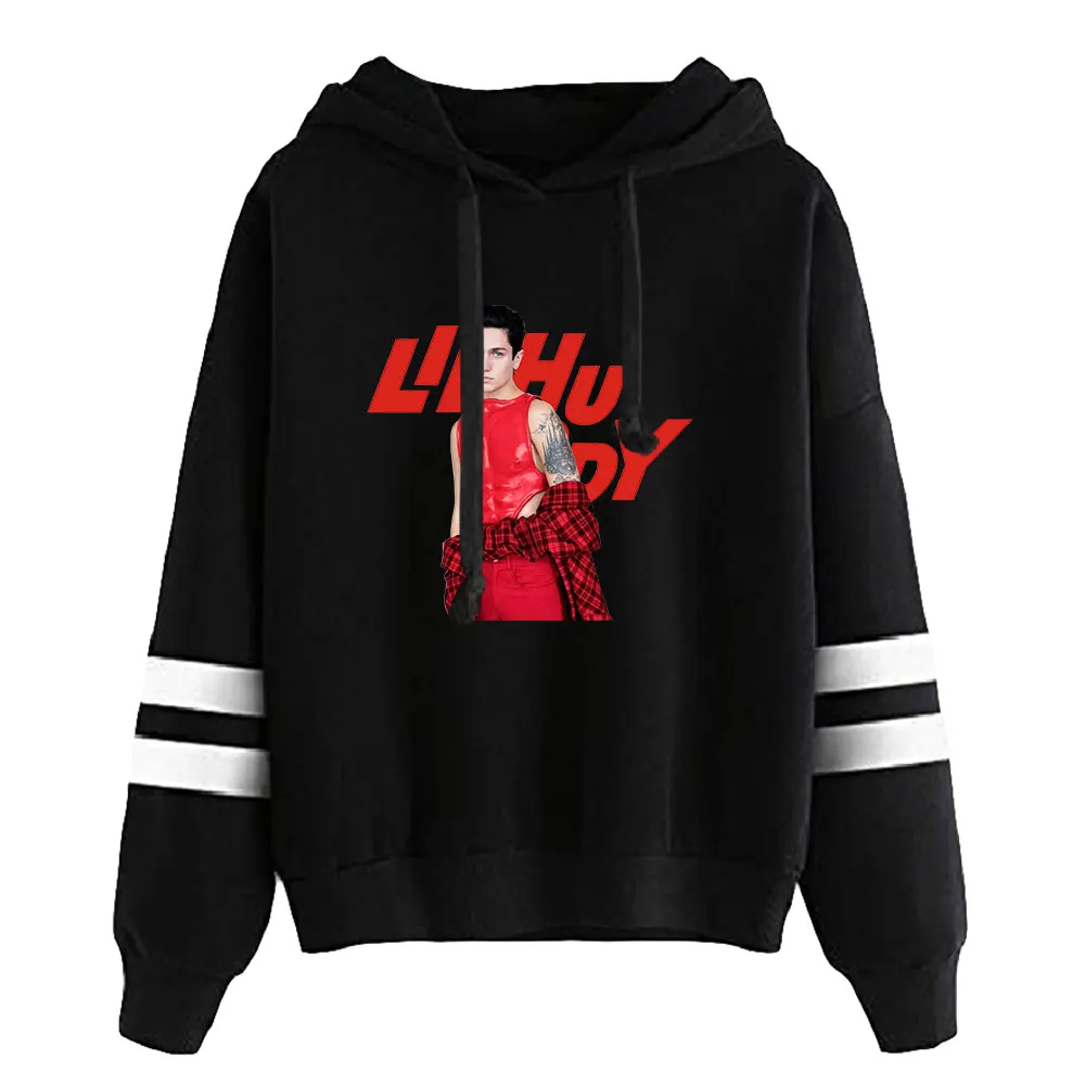 Lilhuddy Merch Hoodie Pocketless Parallel Bars Sleeve Streetwear Women Men Hooded Sweatshirt 2023 Young Youtuber Fashion Clothes