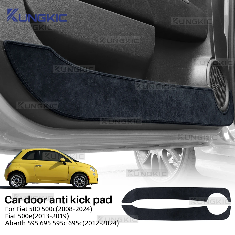 Door Anti-kick Pad For Abarth 595 695 2012-2024/ Fiat 500/500C 2008-2024/ 500E 2013-2019 Flannel LHD RHD Mat Trim Accessories