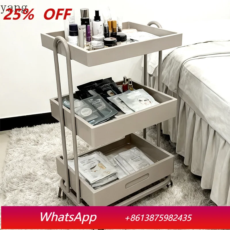 

LH three-layer wooden trolley barber shop special tool trolley mobile storage rack