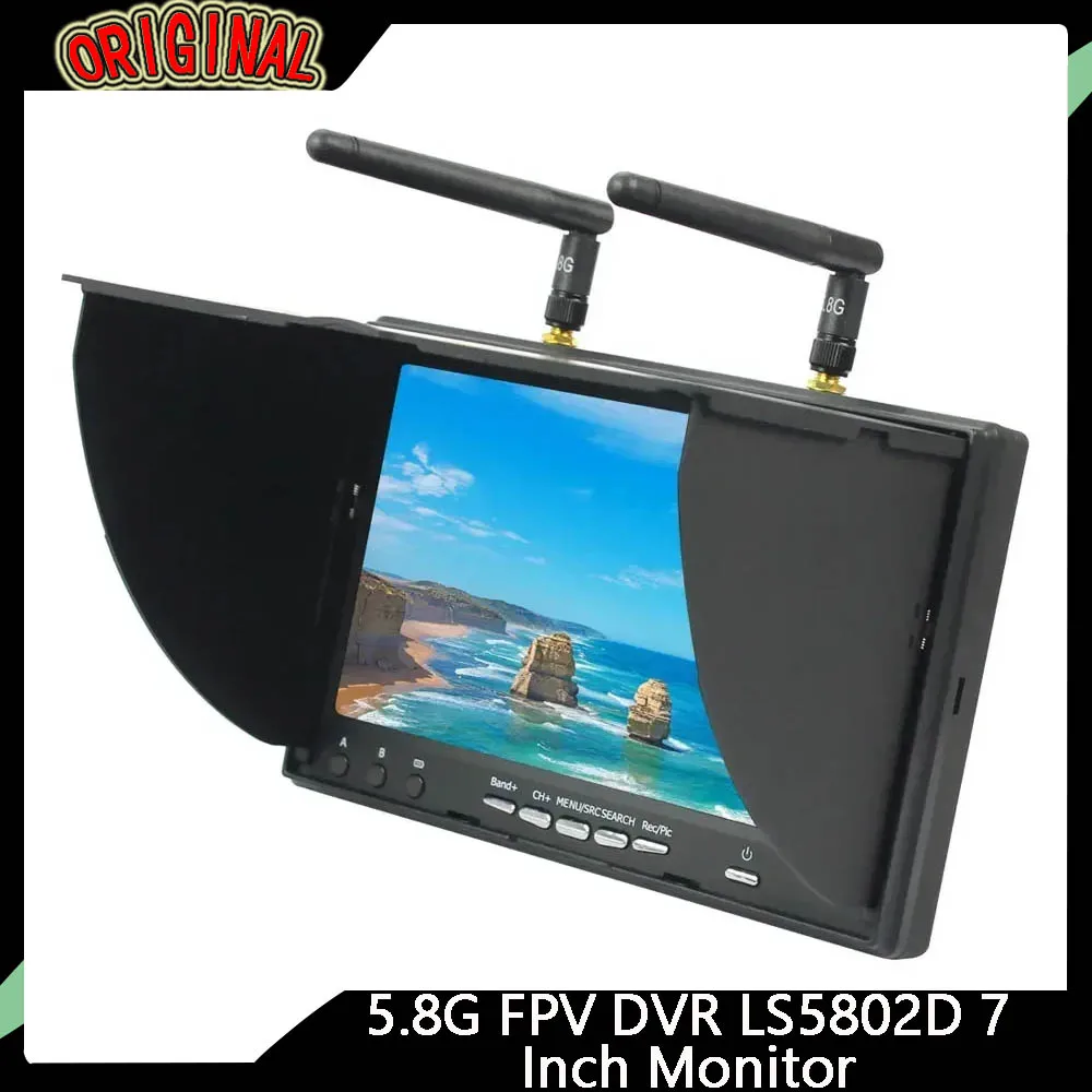 

7-дюймовый 5,8G FPV DVR-монитор LS5802D — встроенный двойной приемник, 2000 мАч | ЖК-дисплей 800x480, 40 каналов | Для RC FPV Drone, автоматического сигнала