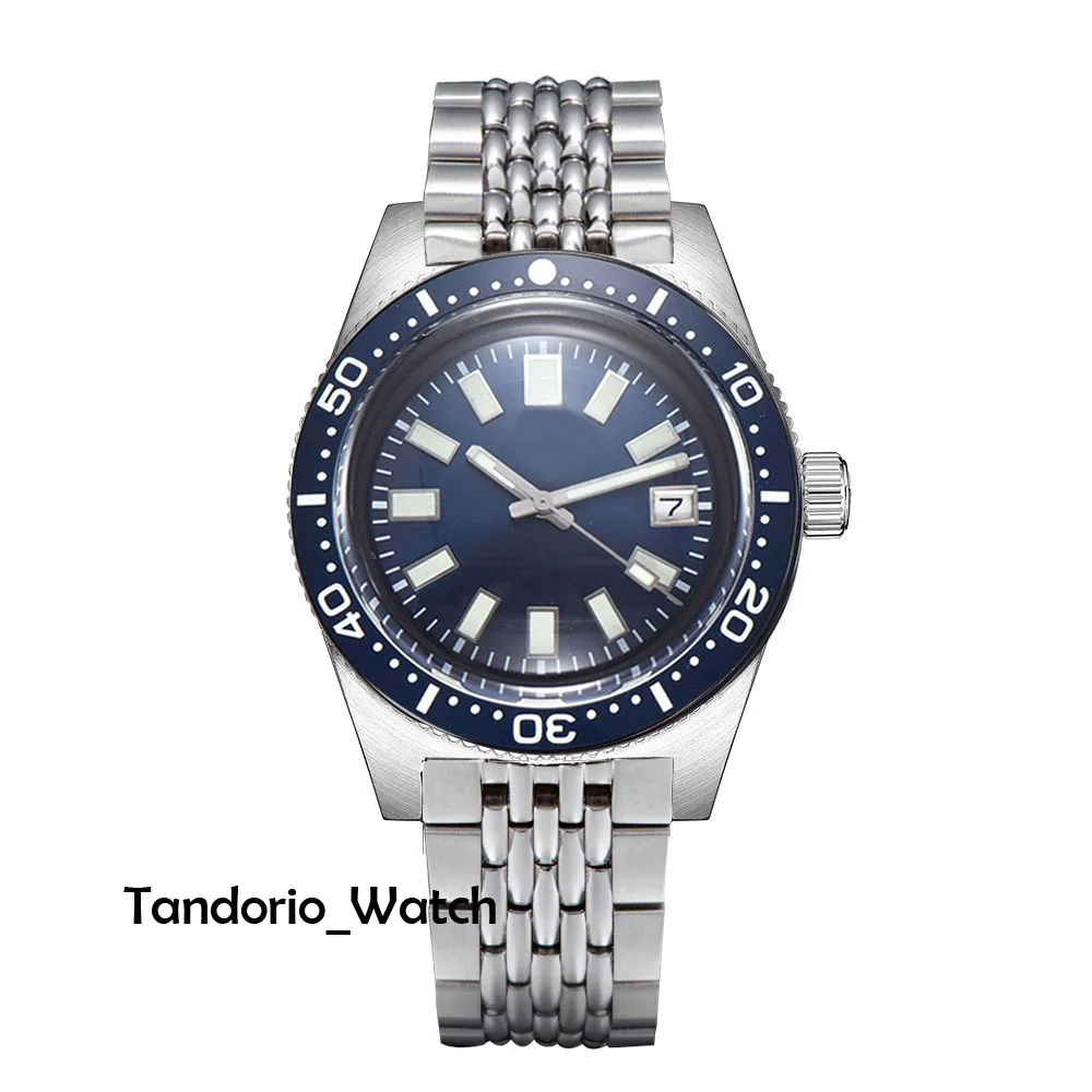 Tandorio 41MM Japan NH35 Mechanical Men Watch Domed Sapphire Glass 30ATM 62MAS Style Blue/Grey/Black Diving Wristwatch Luminous