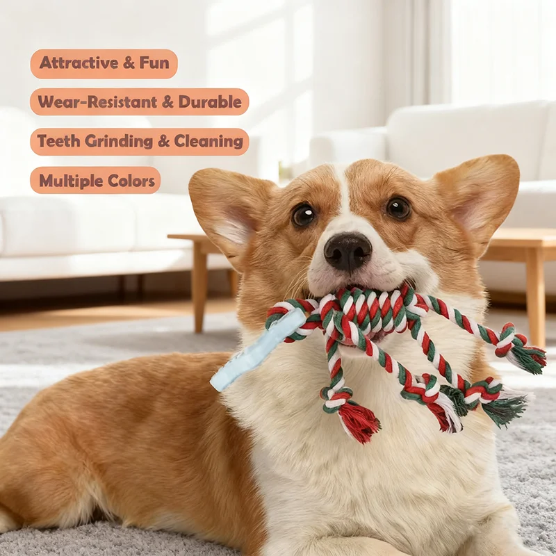 Wear Resistant Bite Resistant Rope Knot Toy Cotton Rope Teeth Friendly Dog Chew Toy Human Shaped Star Pet Cotton Rope For Dogs