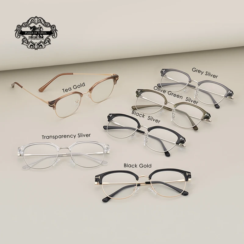 New Metal Half Frame T-shaped Anti Blue Light Glasses For Women Men Business Men Fashion Computer Reading Glasses Optical Lenses - Image 3