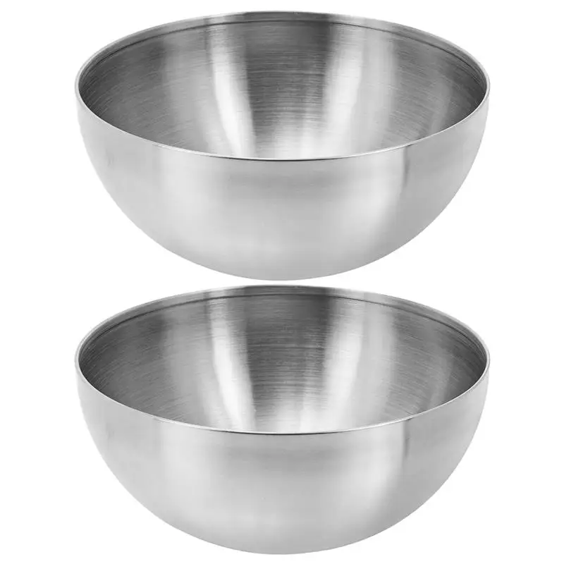 

2pcs Creative Stainless Steel Salad Ramen Food Serving Bowls Dessert Bowls Salad Serving Bowls Multifunctional Kitchen Utensils