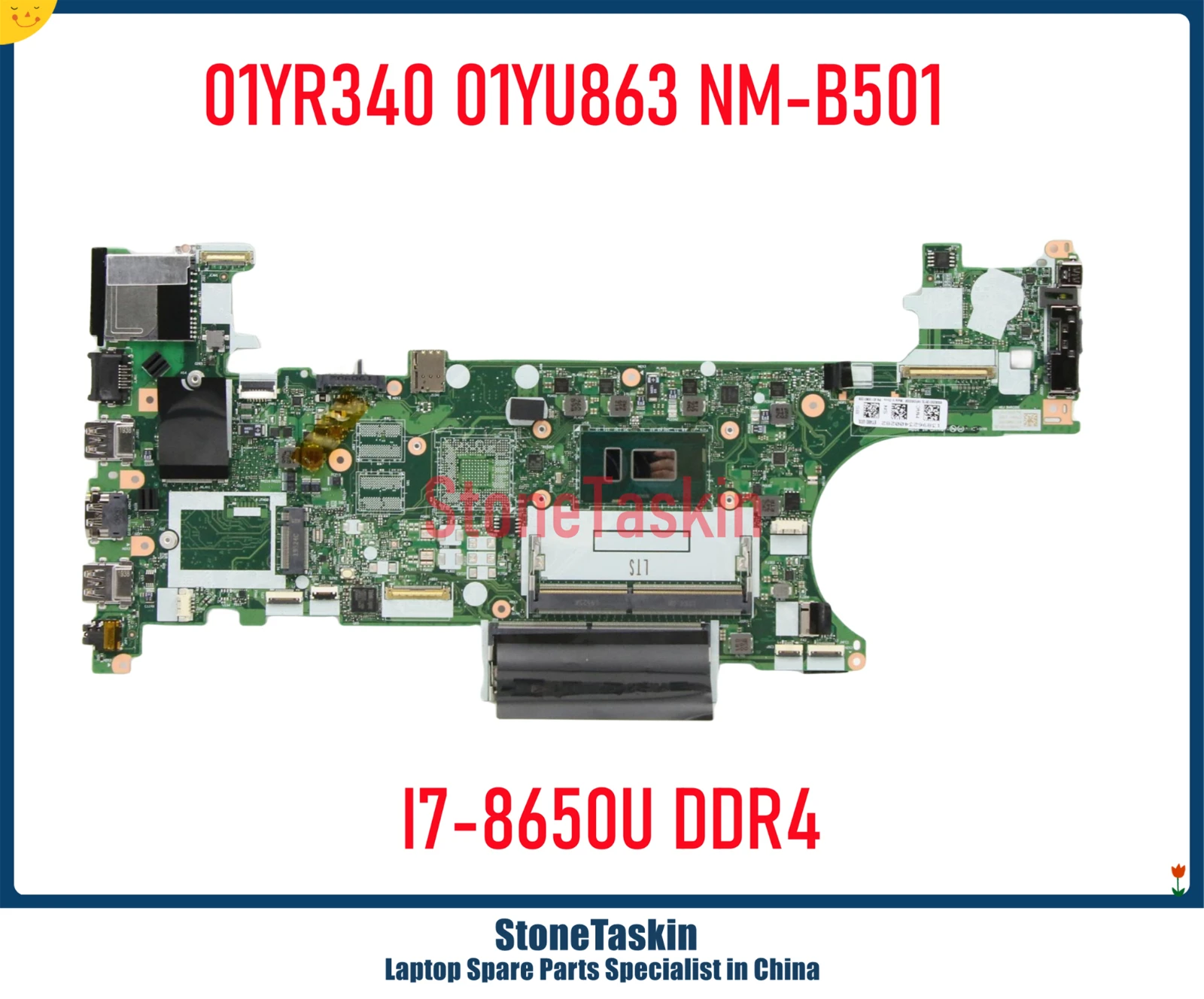 StoneTaskin Refurbished 01YR340 01YU863 For Lenovo Thinkpad T480 Laptop Motherboard ET480 NM-B501 I7-8650U CPU DDR4 Mainboard