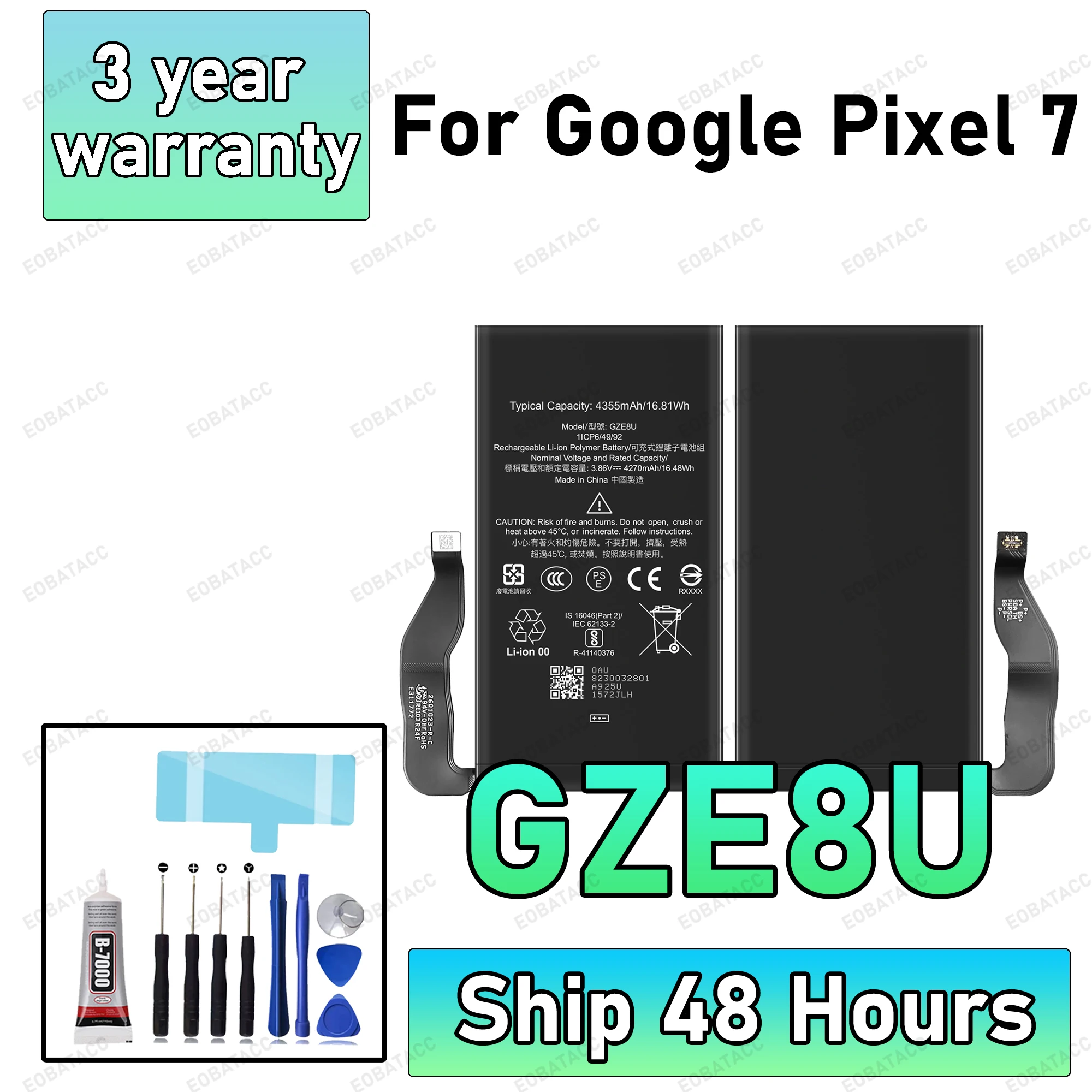 100% New High Quanlity GZE8U Replacement Battery For HTC Google pixel 7 Batteries battery+Free Tools image 2