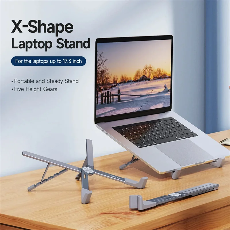 Portable Laptop Stand X Type Folding Laptop Holder Aluminum Alloy Metal Cooling Bracket Desktop Tablet Bracket for Office Work