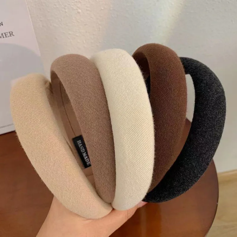 

Women's Fashionable and Versatile Sponge Headband, Solid Color Simple Wide-brimmed Face Washing Headband Hair Accessories