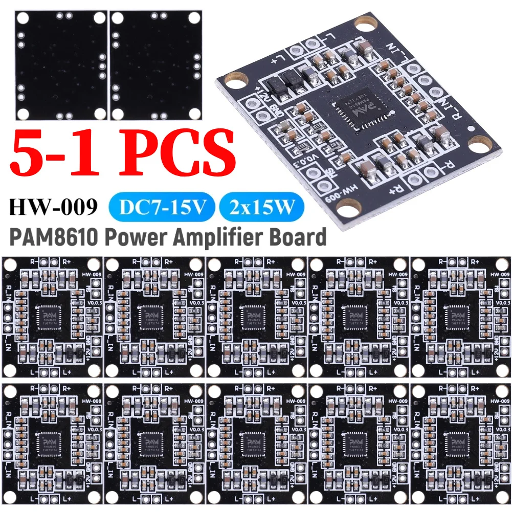 5-1PC 2X15W PAM8610…