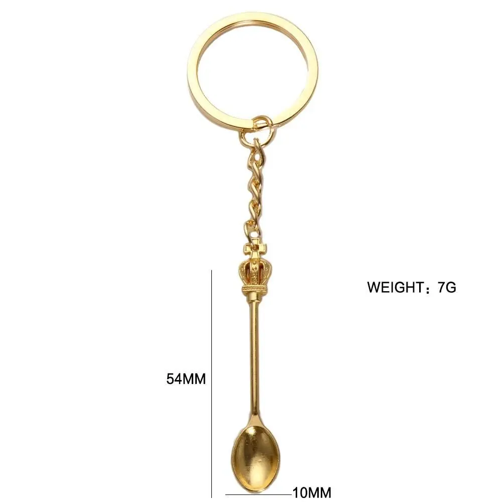 Kitchen Spoon Crown Fashion Ornaments Jewelry Gift Pendant Handmade Craft Trinkets Key Ring Spoon Keychain Metal Key Chain