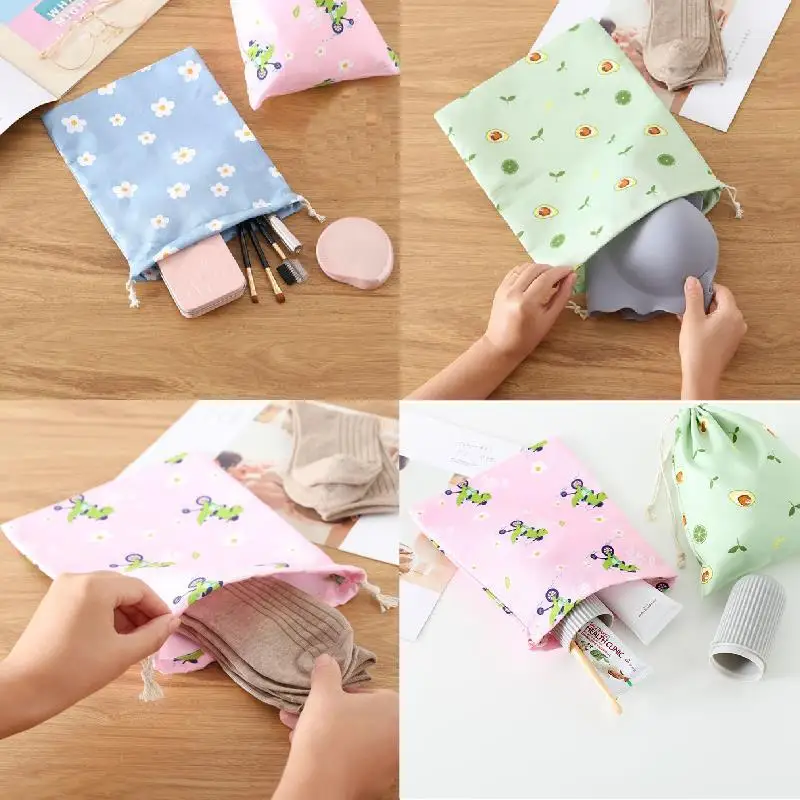 1 PC Printed Polyester Cotton Drawstring Storage Bags For Shoes Travel Storage Bags Clothes Sundries Organizer