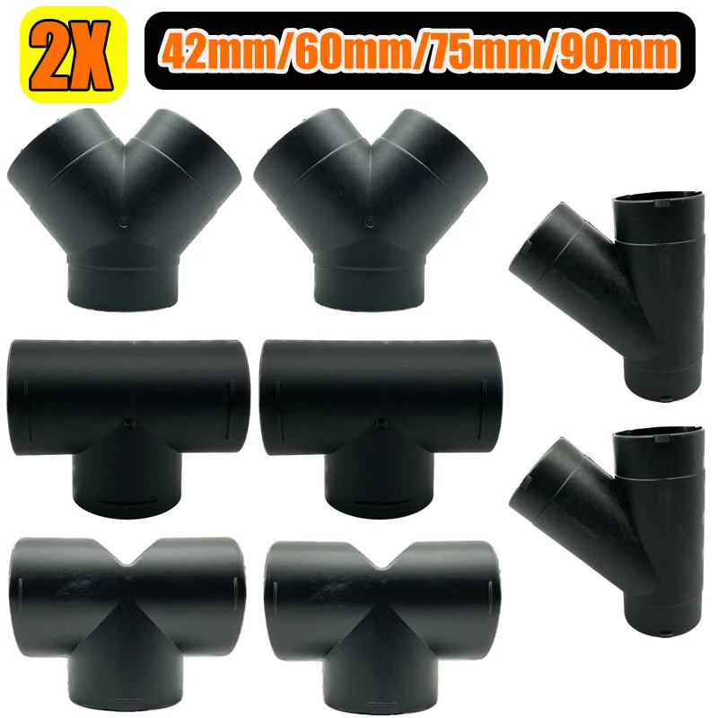 

2X 42mm 60mm 75mm 90mm Air Vent Ducting Pipe T Piece Y Branch Connector Splitter For Webasto Eberspaecher Diesel Parking Heater