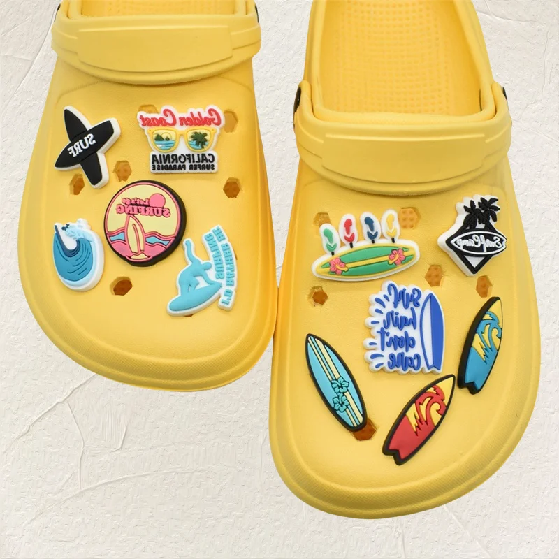 wholesale Surf Themed Shoes I Love Surfboard Waves PVC Buckle Accessories Personality Sports Athlete Funny Gifts