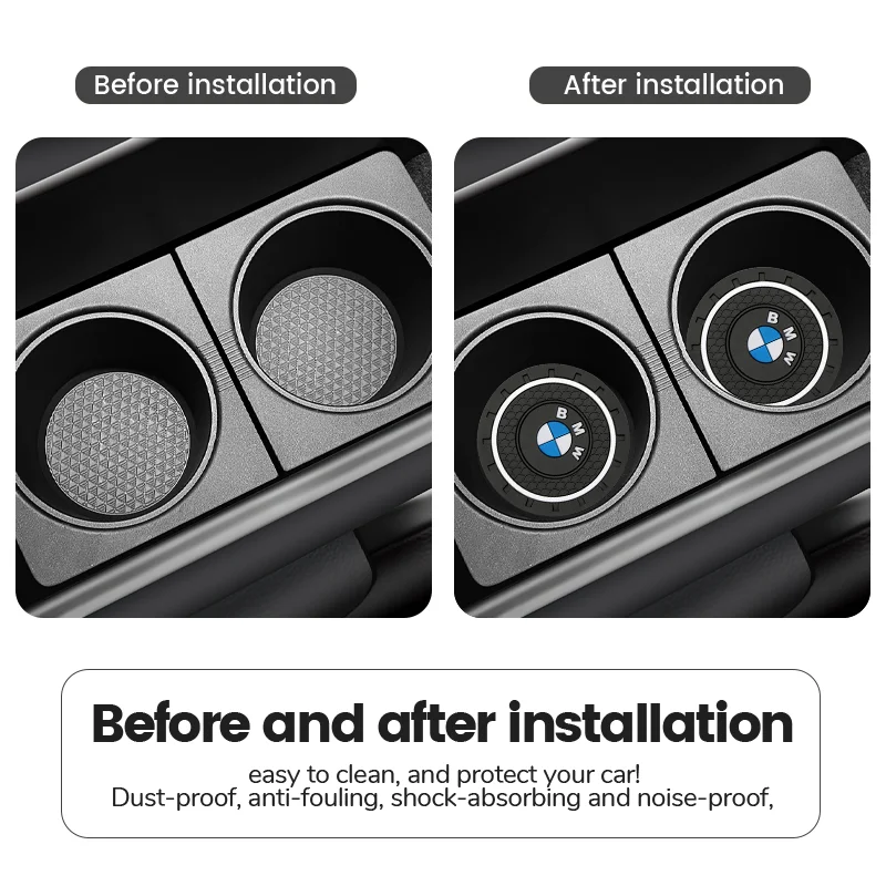 2pcs Car Coasters Water Cup Slots Non-Slip Water Cup Mat Drink Pads For BMW F10 F20 F30 E90 F80 F87 X1 X2 X3 X4 X5m X6m M2 M3 M4