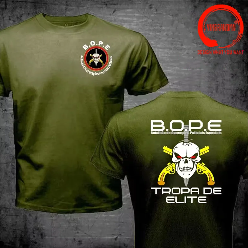 Harajuku Tshirt Brazil BOPE Tropa De Elite Brazilian Special Forces T-Shirt Men Cotton O-neck T Shirt Man Hip Hop Tops Tee Shirt