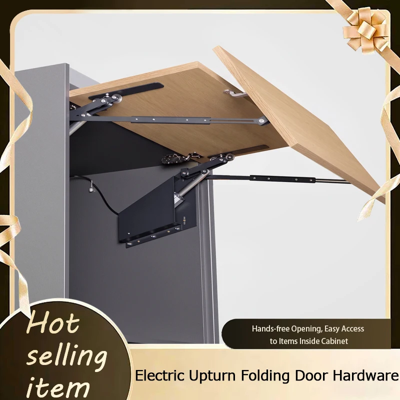 Quiet Durable Automatic Electric Upward Folding Door Opener With Telescopic Support Bar For Overhead Kitchen Storage System