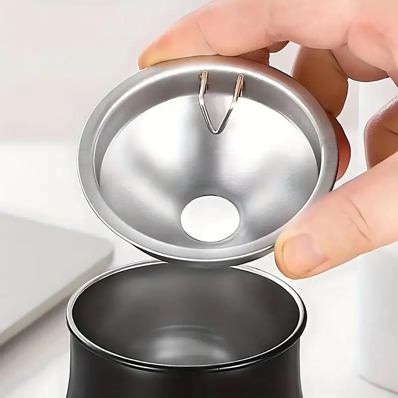Smokeless Windproof Stainless Steel Ashtray With Lid Round Smokeless Cigar Ashtray Patio Indoor Use Auto Interior Accessories