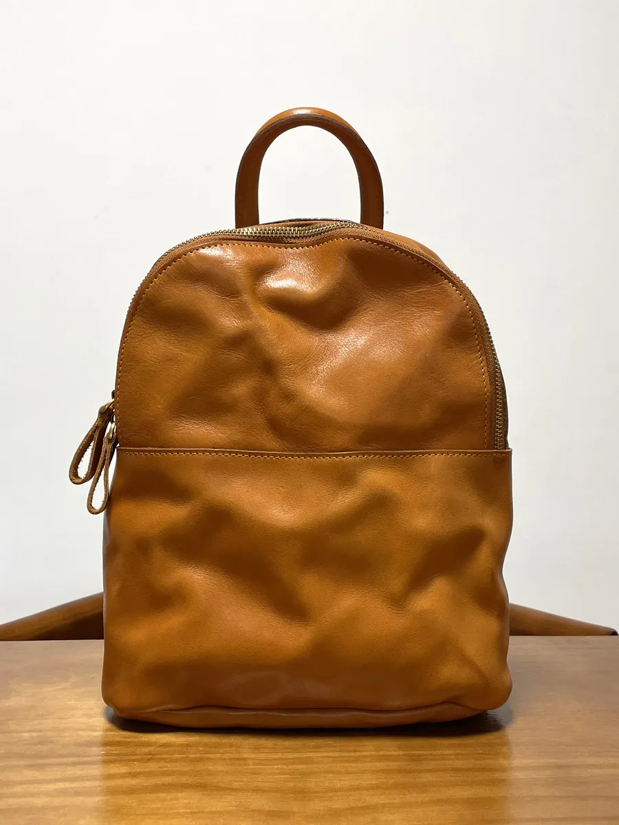 

Мягкий повседневный рюкзак из мытой воловьей кожи растительного дубления первого слоя в ретро-стиле