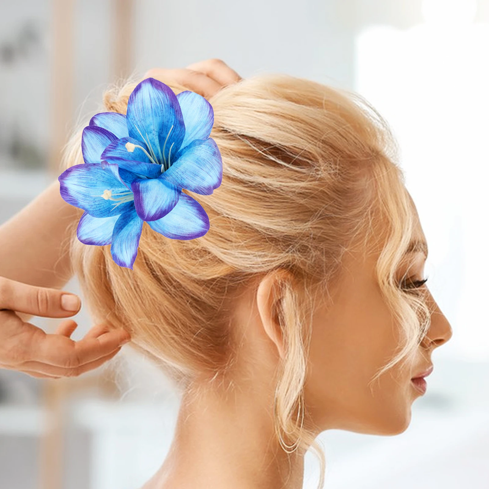 

Lily Flower Hair Clips Boho Style Artificial Floral Accessories For Women Summer Beach Bridal Party Wedding Hawaiian