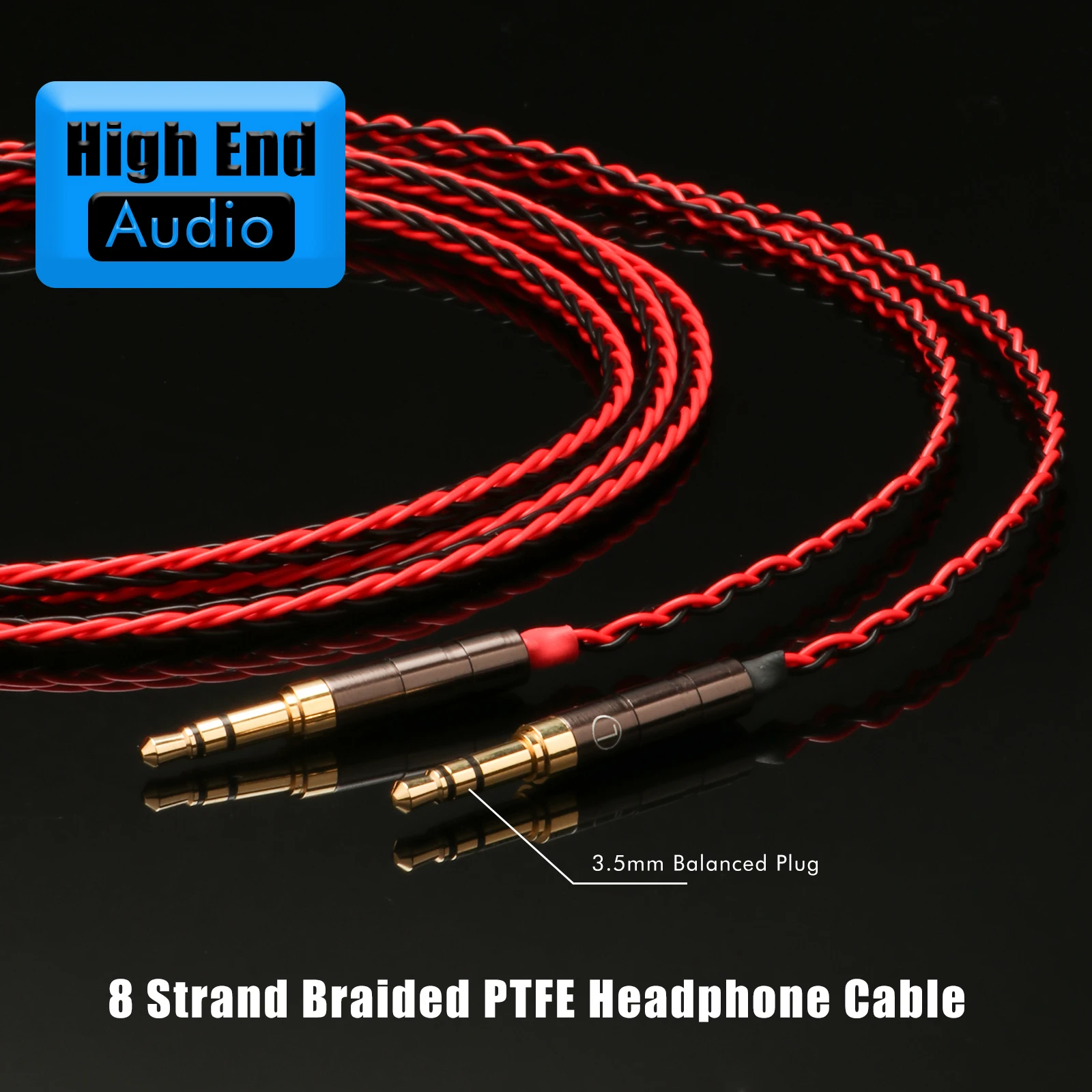 Preffair 8 strands 3.5 4.4 2.5mm 4 pin Xlr Headphone Earphone Cable For dual 3.5mm HE1000se HE6se DEVA he400se