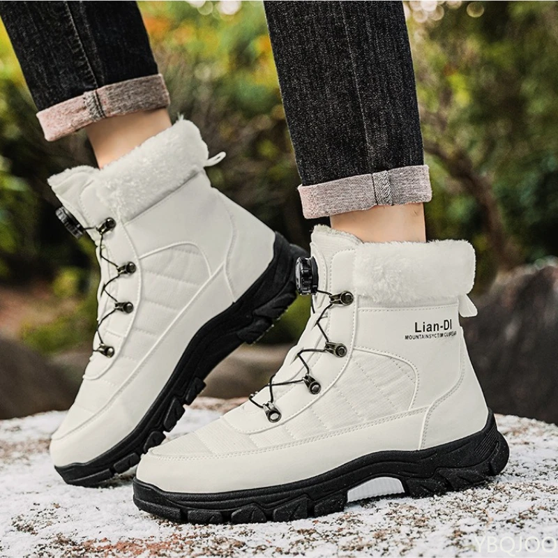 أحذية شتوية جديدة دافئة للثلج مع أحذية رجالية سميكة عالية الجودة ومضادة للانزلاق ومقاومة للاهتراء وبسيطة ومريحة كاجوال بمقدمة مستديرة