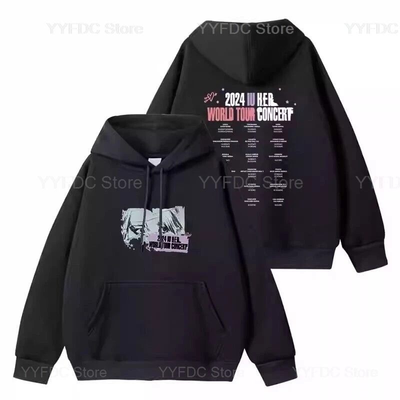 IU HER Tour Concert Hoodies Lee Ji Eun Kpop Women Men Autumn Loose Hoodie Oversized Sweatshirt Korean Fashion Popular Clothes