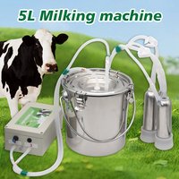 5L Pulse Cattle,Cow and Sheep Milking Machine Animal Electric Pulse Milking Machine, Portable for Farm Breeding Equipment