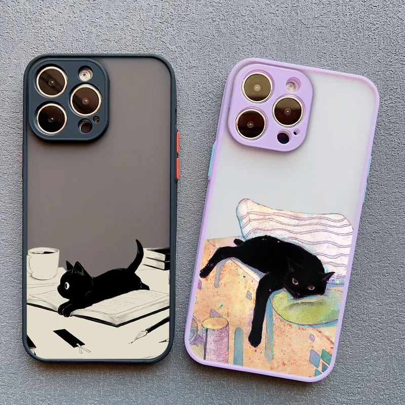 Cute Cat Goblet Drink Couple Phone Case For iPhone 17 12 11 Pro Max 16 15 14 13 Pro Max Mini X XR X 16 15 Plus Shockproof Cover
