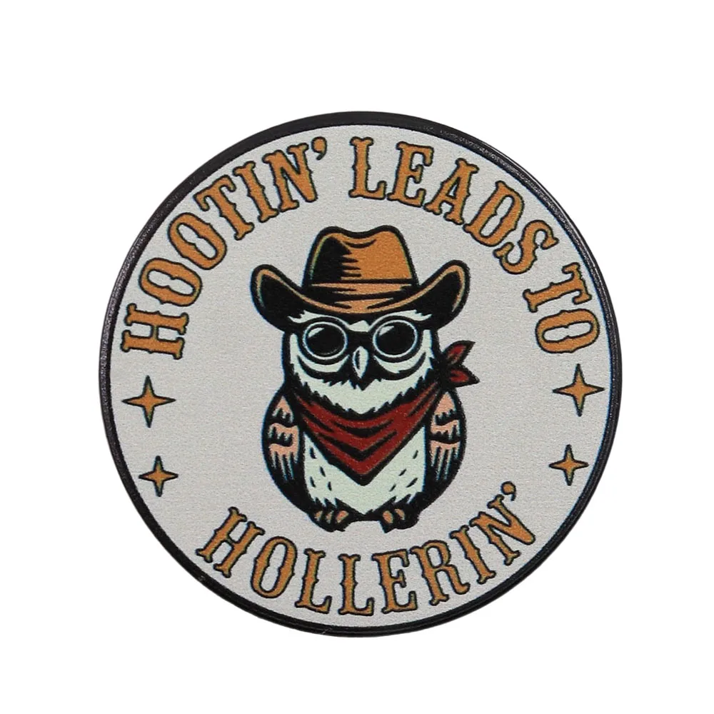 

Hootin' Leads To Hollerin Enamel Pin Vintage Western Owl Badge Cowboy Owl Country Saying Brooch Fun Backpack Decorative