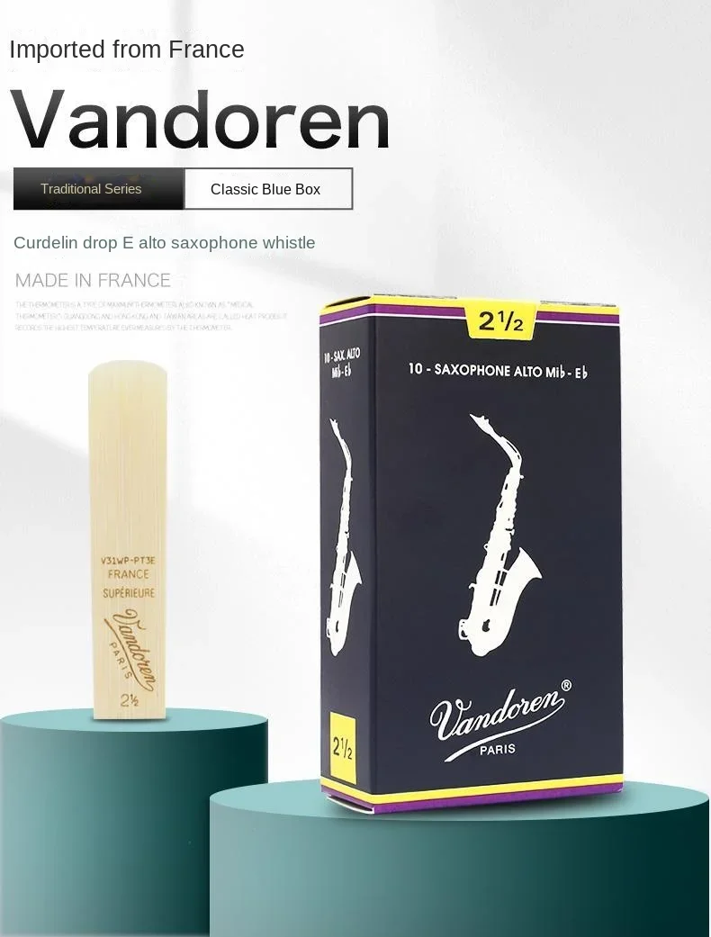 Vandoren-Anches de saxophone alto français de haute qualité, boîte bleue, mi bémol, une boîte de 10 pièces