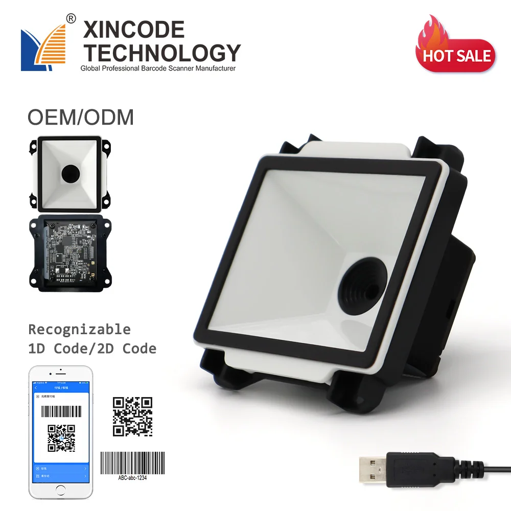 โมดูลเครื่องสแกนบาร์โค้ด Xincode Mini 2d สำหรับ Arduino แบบติดผนัง รองรับการสแกน QR บาร์โค้ด พร้อมพอร์ต RS232 TTL สำหรับตู้คีออสก์