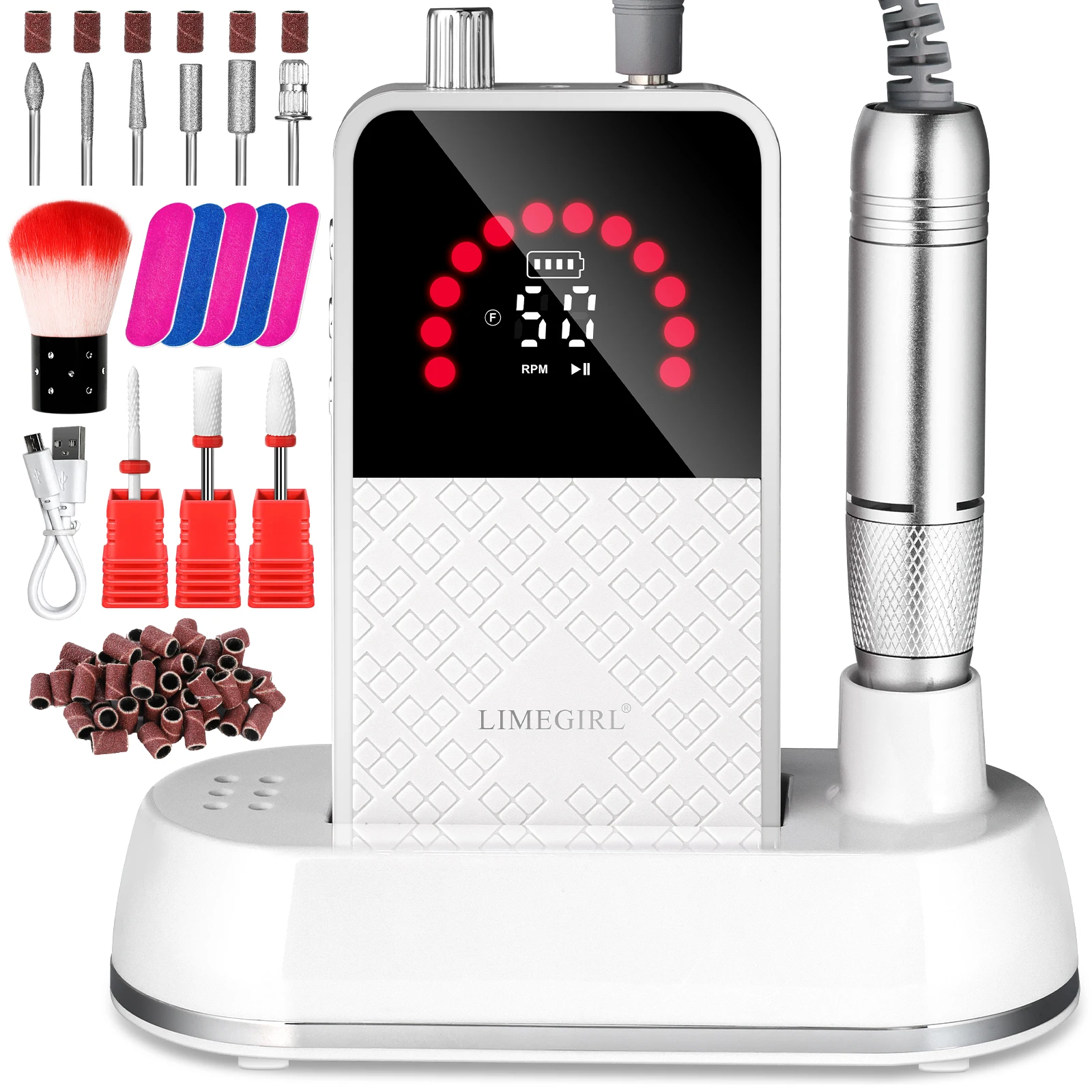 Kit de taladro eléctrico profesional para uñas, lima de uñas recargable para Gel acrílico, máquina de lima electrónica inalámbrica, 50000RPM