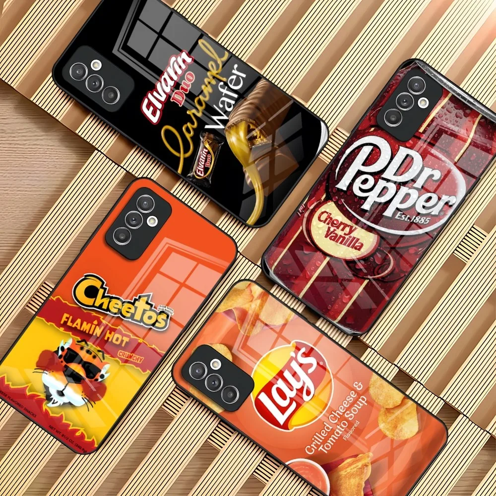 Chocolate Biscuit Milk Drink Phone Case For Samsung S20 S30 S21 S32 S23 S24 S9 S10E Note 20 10 Pro Ultra Plus Glass Luxury Cover