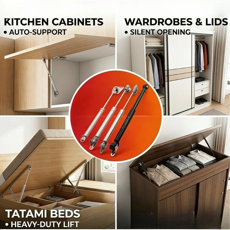 1PC/2PCS Gas Strut Lift Support 100N/10N/150N Hydraulic Hinges for Kitchen Cabinet Cupboard Door Soft Close Buffer Stay