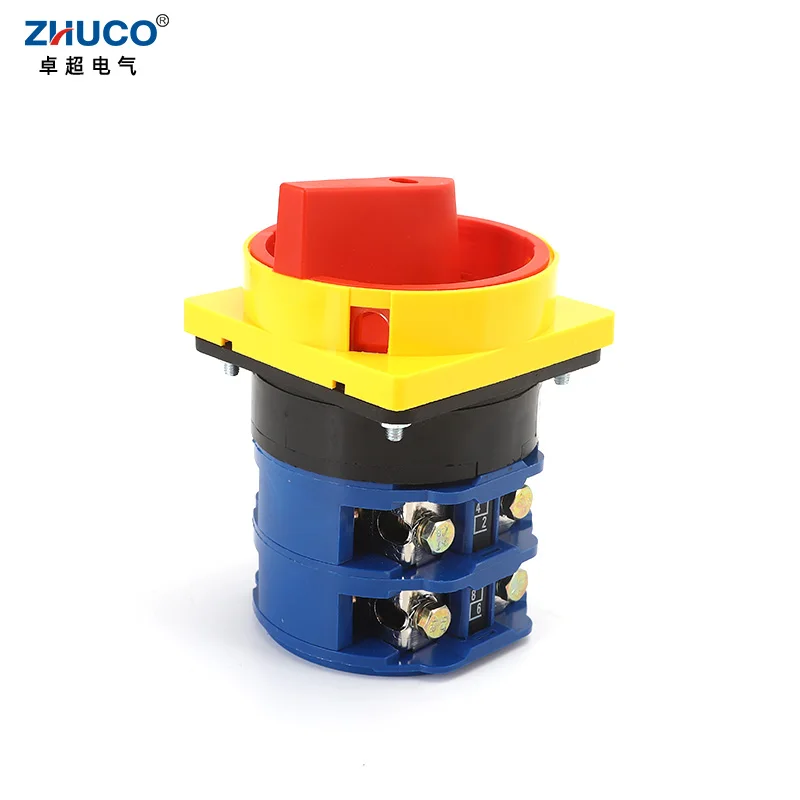 ZHUCO SZW26-125A 2GS 88X88mm Panel Universal Changeover Power Cut-off Padlock 2 Position 2 Phase 8 Screws Cam Selector Switch