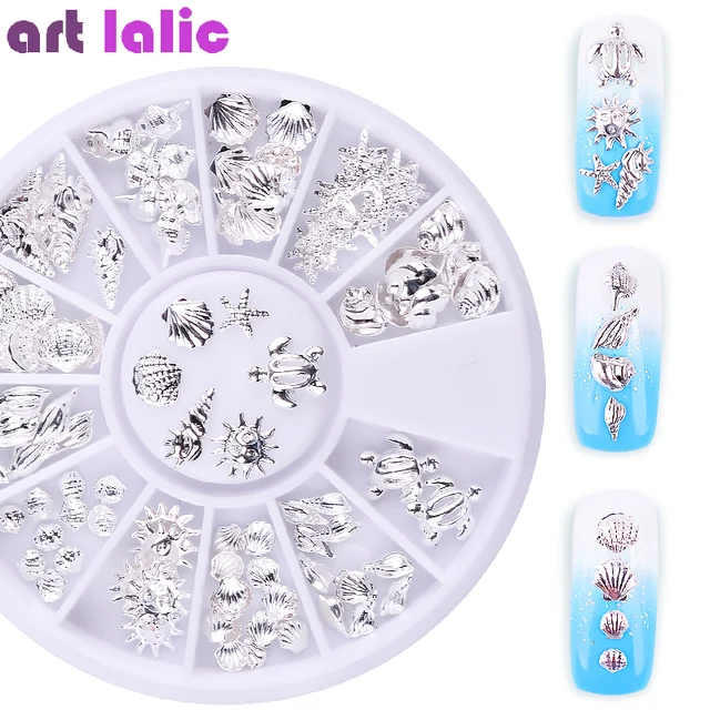 Nail Art Ocean Theme Metal 3D Studs Beads Sea Starfish Shell Biżuteria do dekoracji paznokci DIY
