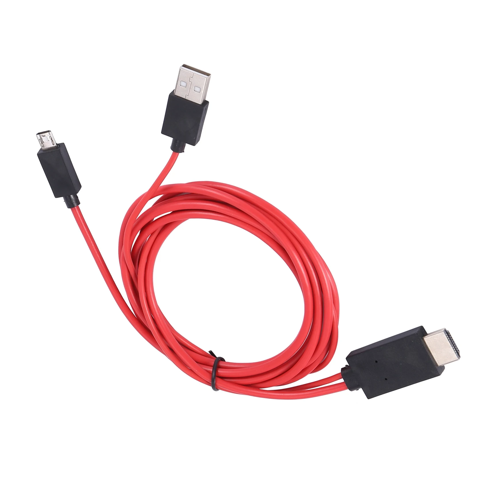 6.5 Feet Micro-USB to HDMI Adapter Converter Cable 1080P HDTV for Android Devices Samsung Galaxy S3 (11 Pin, Red)