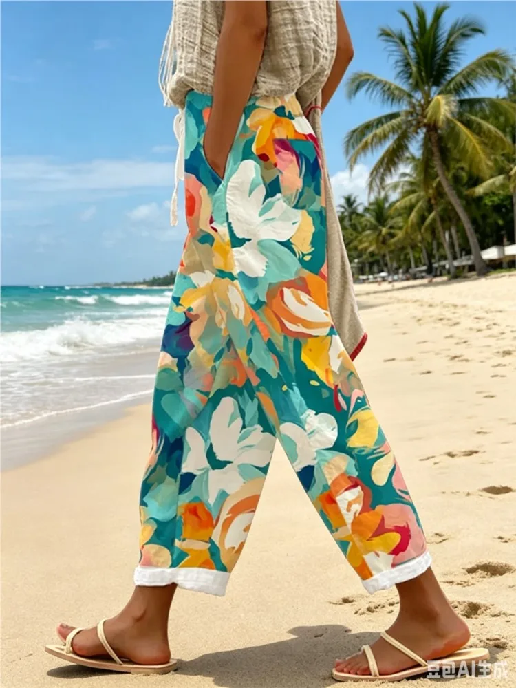 Fashion Casual Pants Women's Printed Sweatpants Office Vacation Casual Pants Women Autumn Elegant Loose Long Pants 2026
