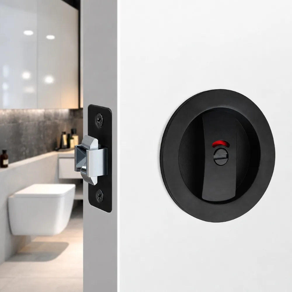 Premium Zinc Alloy Pocket Door Lock Versatile Self-Locking Keyless Lock Secure Sliding Privacy Lock Home