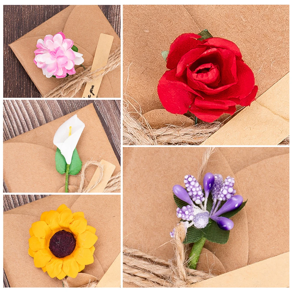 DIY Vintage Kraft Paper Greeting Card DIY Handmade Flower Wish Card Thank You Card Blessing Card Party Invitation Card