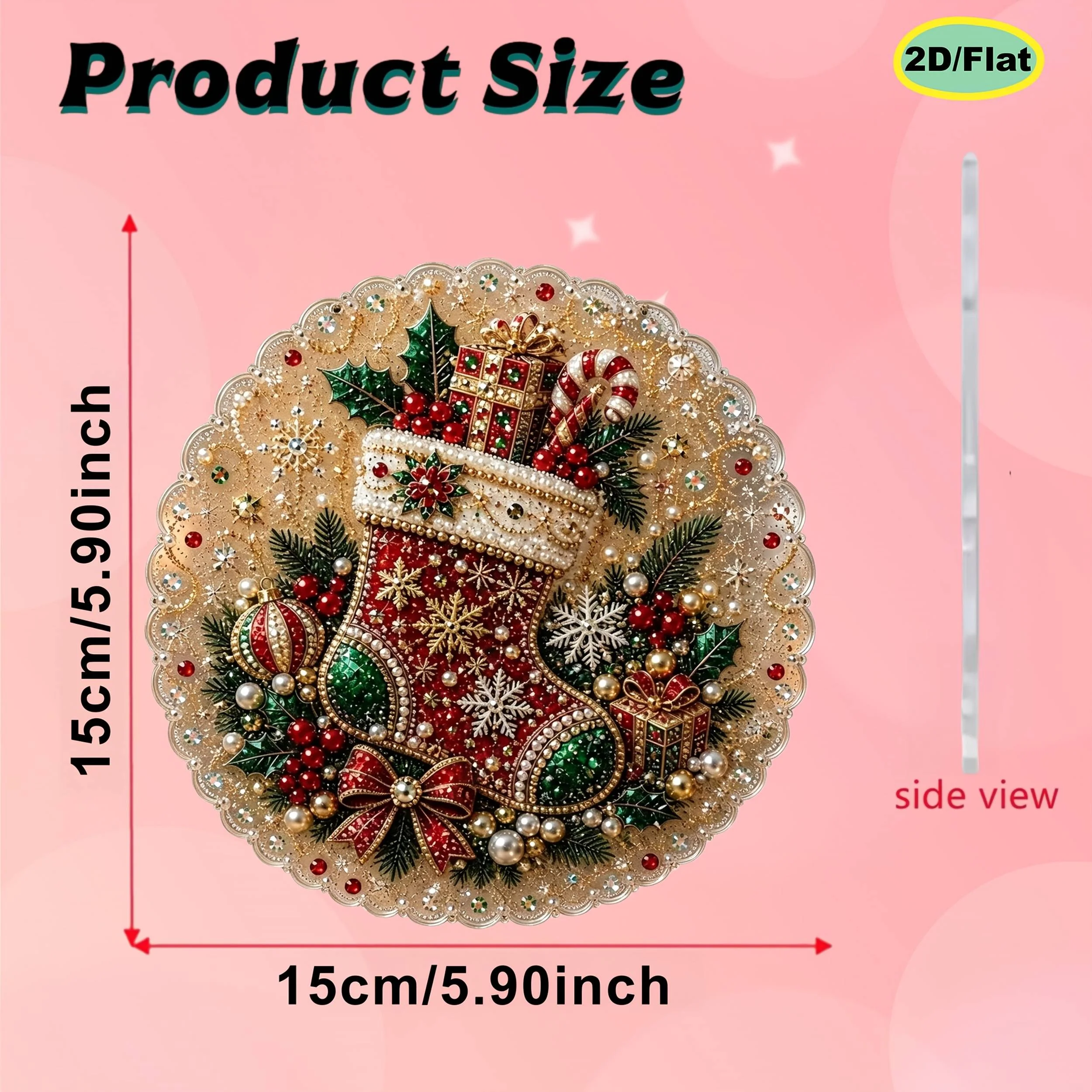 Perlen- und Diamant-Malerei DIY-Set, Weihnachtsanhänger Handarbeits-Set, kann als Heimdekoration verwendet werden, Feiertagszubehör – Detail 7