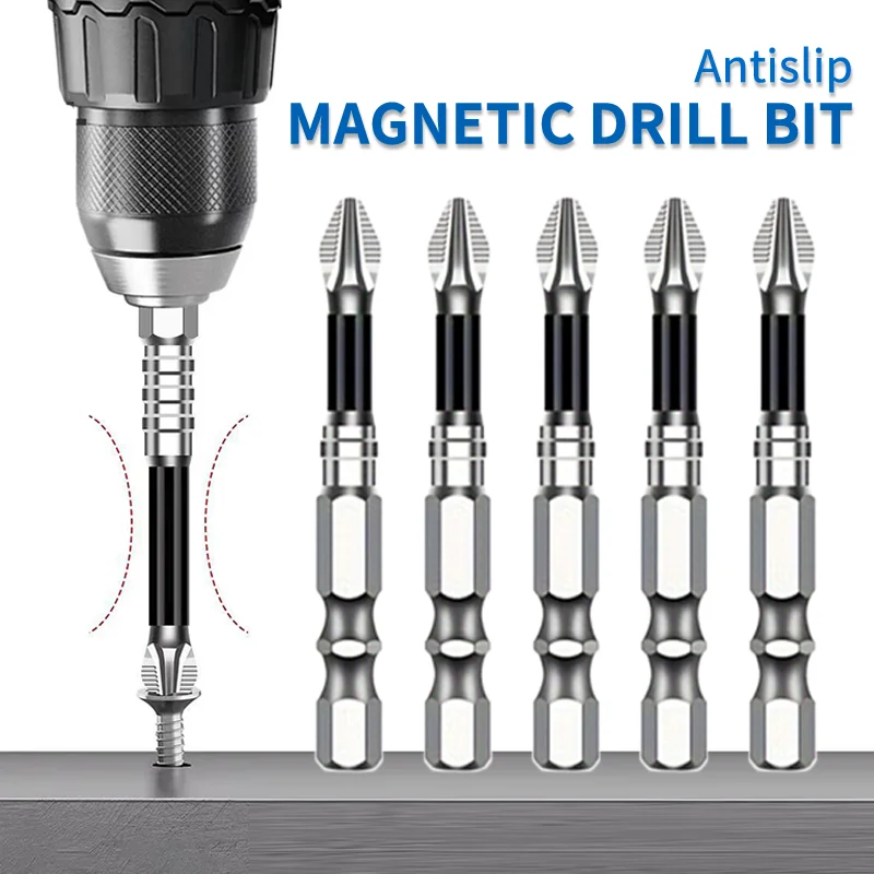 

5 PCS Non-Slip Magnetic Cross Head Household Electric Driver Screw Set - High Hardness Hand Drill Bits for Electric Screwdrivers