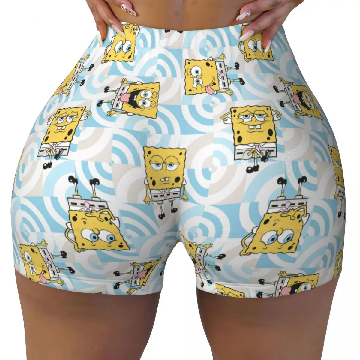 

Custom SpongeBobed Running Volleyball Workout Shorts Women's Funny Cartoon Gym Athletic Yoga Shorts
