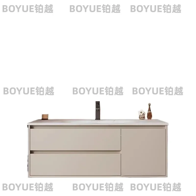 for Cream Wind Bathroom Cabinet Rock Slab Hot Bending Integrated Basin Toilet Washbasin Cabinet Combination