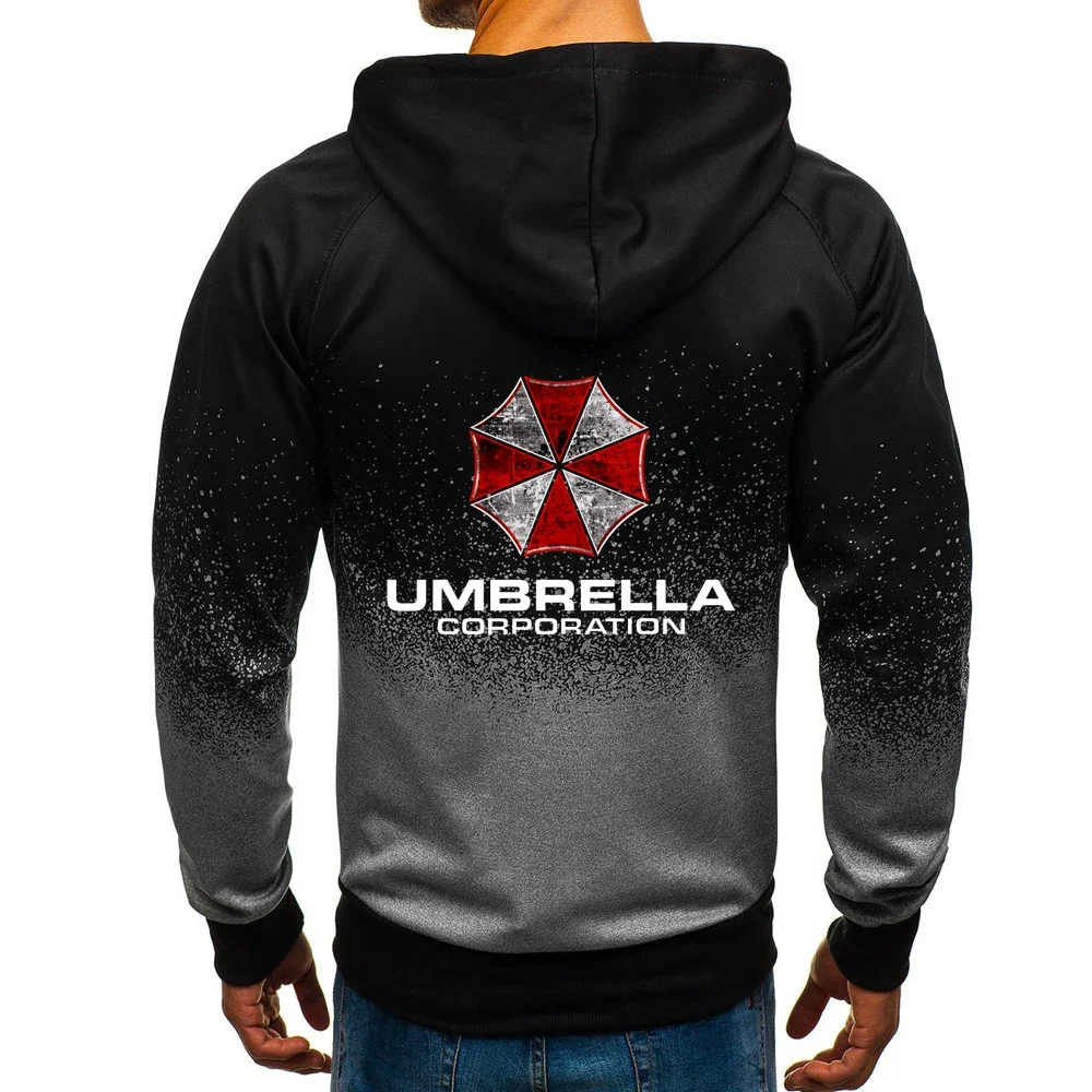 New Gradient Umbrella Corporation Sweatshirts Harajuku Hoodies Zip Pullover Handsome Men Cotton Clothing Jackets Coat Top