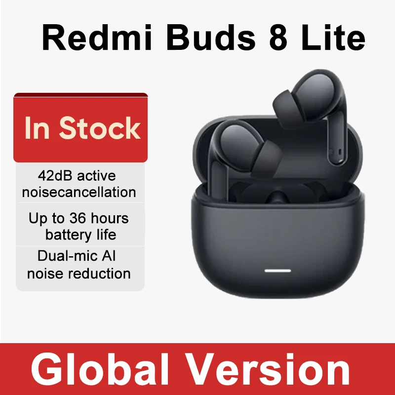 

Беспроводные Bluetooth-наушники Redmi Buds 8 Lite с Bluetooth 5.4, аккумулятором 475 мАч, временем работы до 36 часов, активным шумоподавлением 42 дБ и технологией Mi TWS.